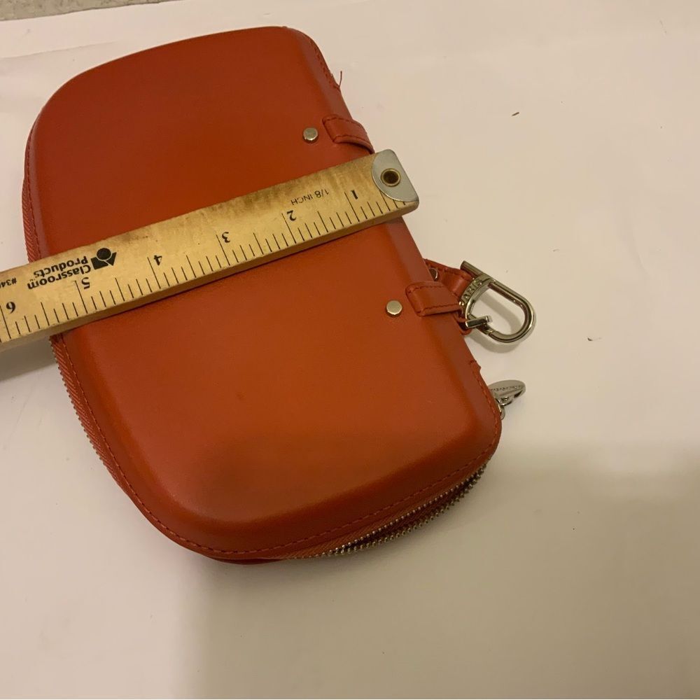 New Perrin mini orange metallic leather clutch/wristlet NWOT - Picture 8 of 8